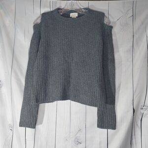 Random piece 100% Wool Gray Women's Cold Shoulder Sweater Size S